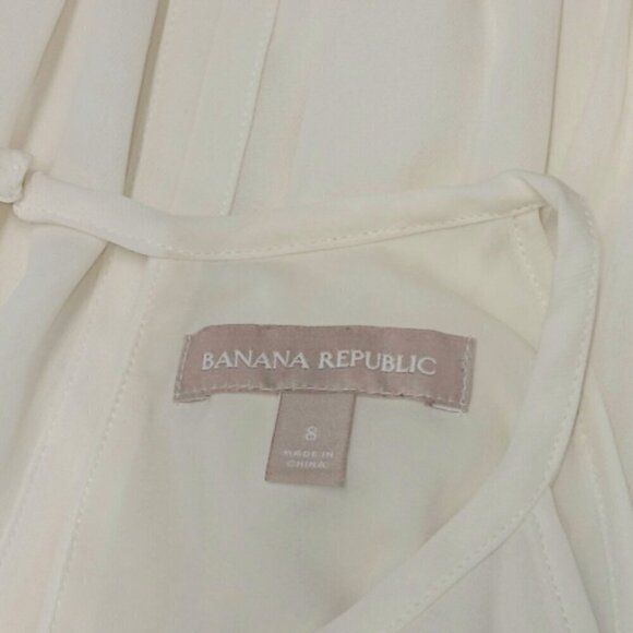 Banana Republic Ladies Size 8 Ivory Chiffon Draped Sleeveless Dress Sheer GUC - Picture 10 of 11